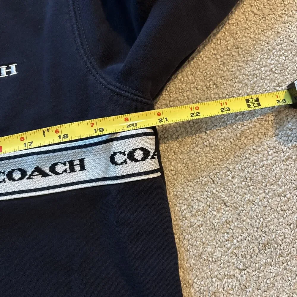 Coach Women's Navy/White Essential Half Zip Sweatshirt Sz XS Cotton Pullover